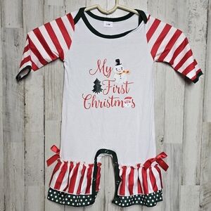 My First Christmas Boutique Romper Girls 3 - 6 months Holiday Ruffles Snowman